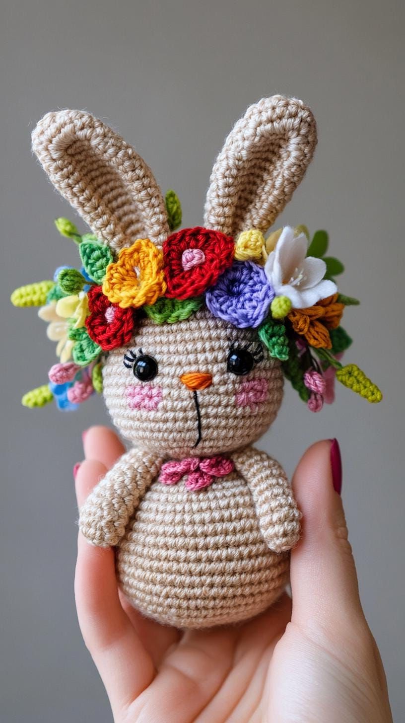 10. Crochet Amigurumi Bunny With Floral Crown - photo 2