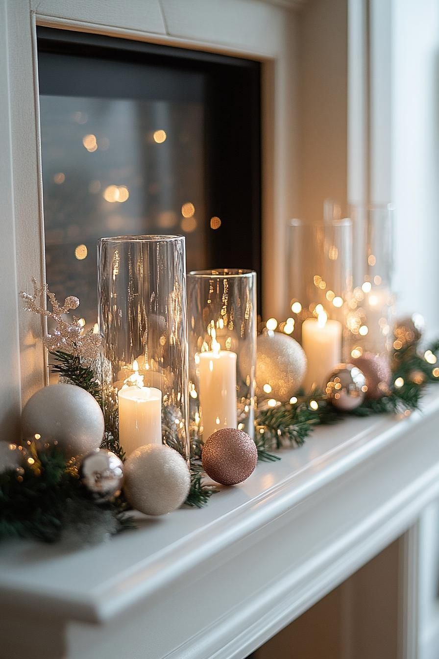 10. Glowing Glass Accents for Christmas Mantles - photo 3