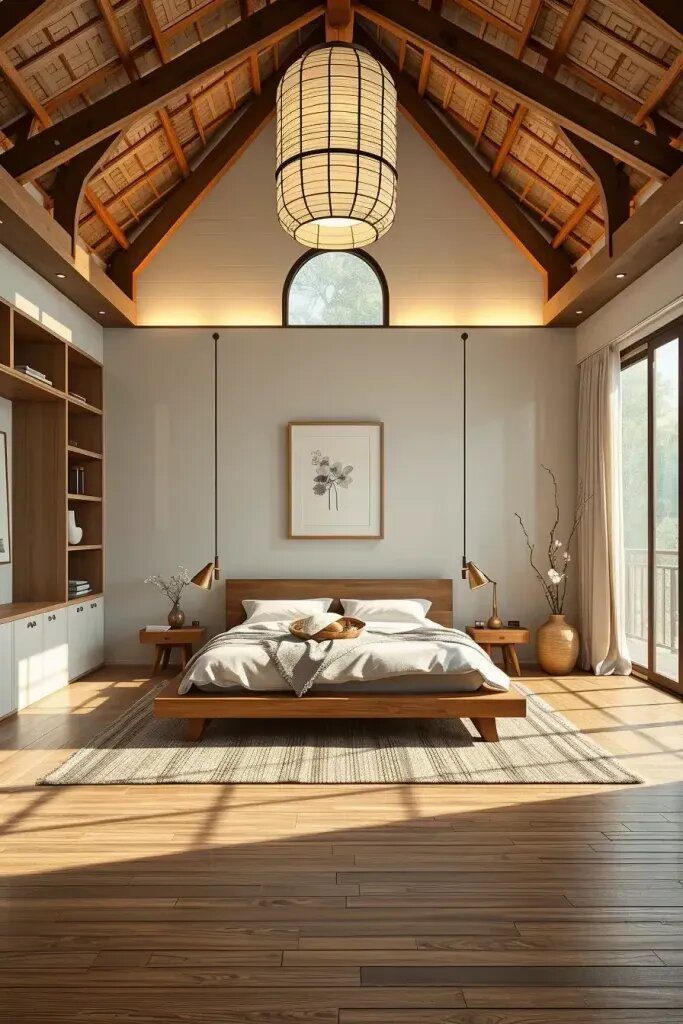 Open-Layout Bedrooms with a Serene Japandi Feel