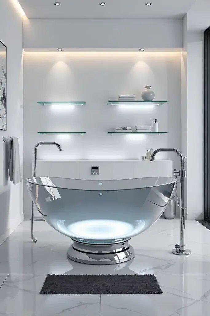 Color-Changing LED Lights in Transparent Bathtubs