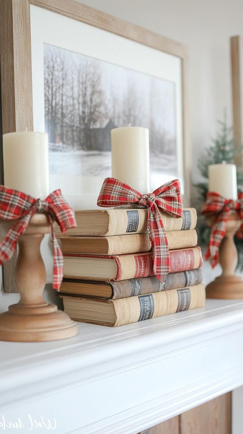 2. Cozy Winter Mantle Decor Inspo