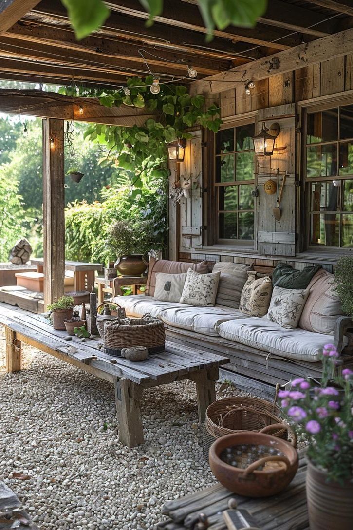 18. Classic Rustic Gravel Patio Looks