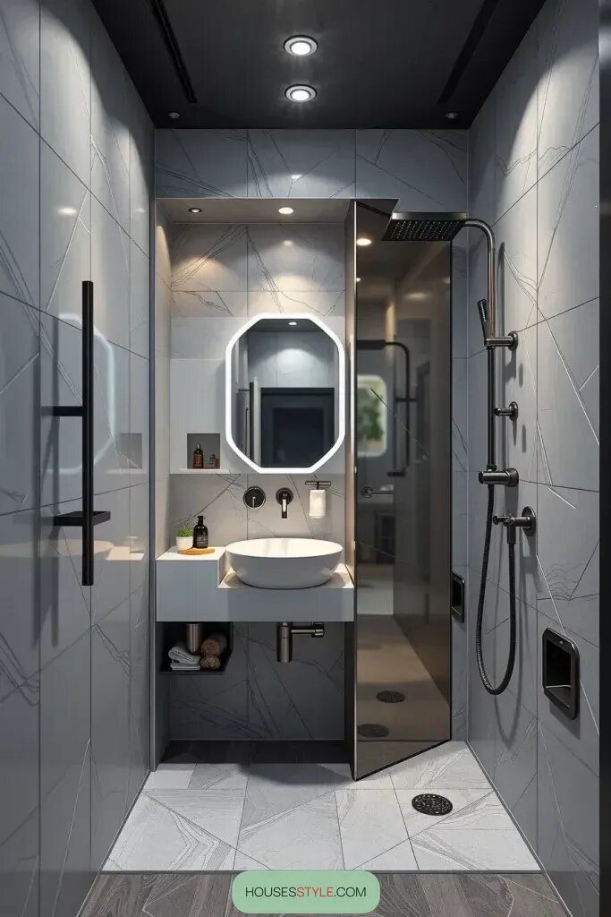 Hidden Wall Features for a Bathroom Oasis