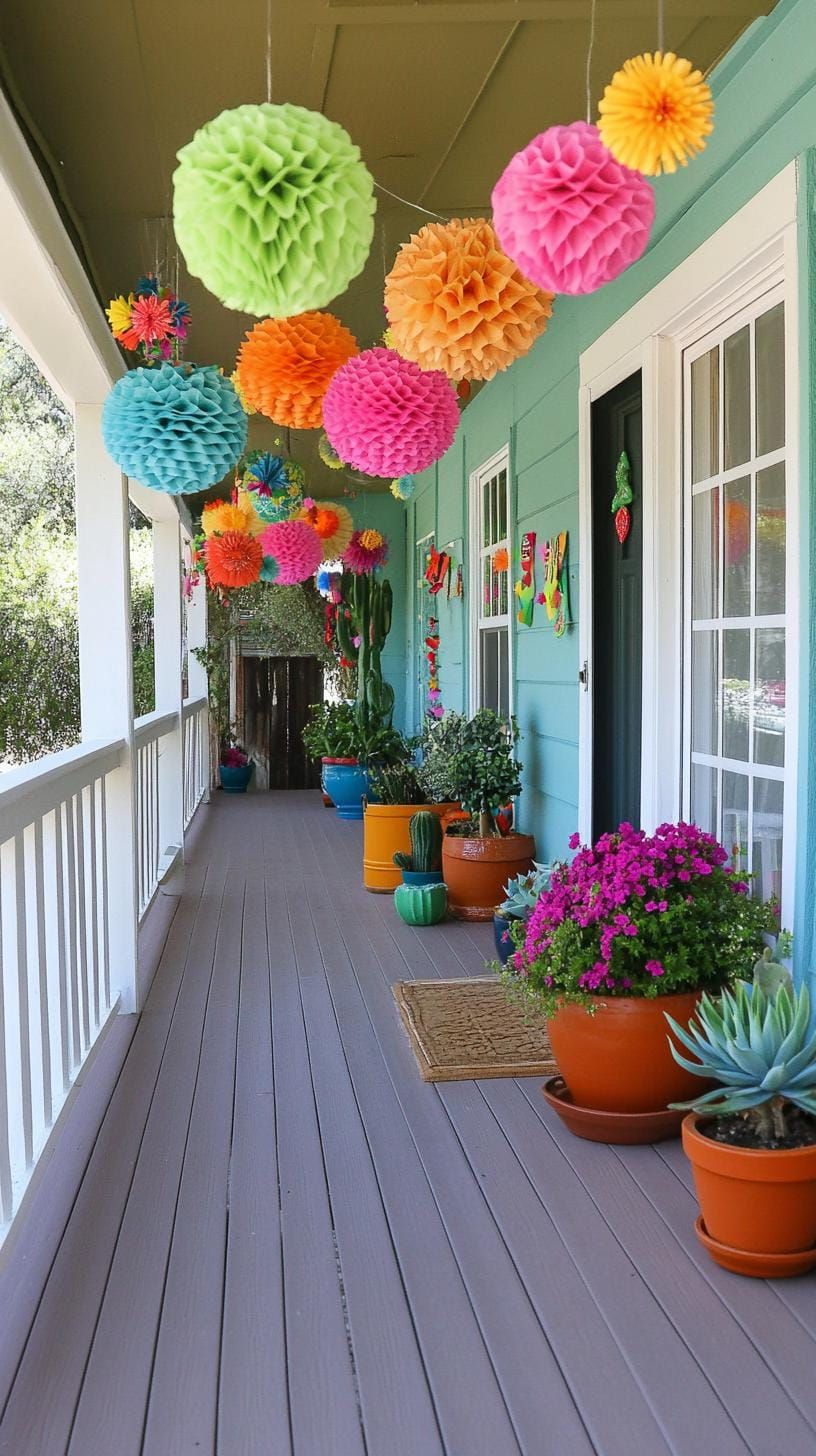 11. Festive Fiesta With Paper Garlands