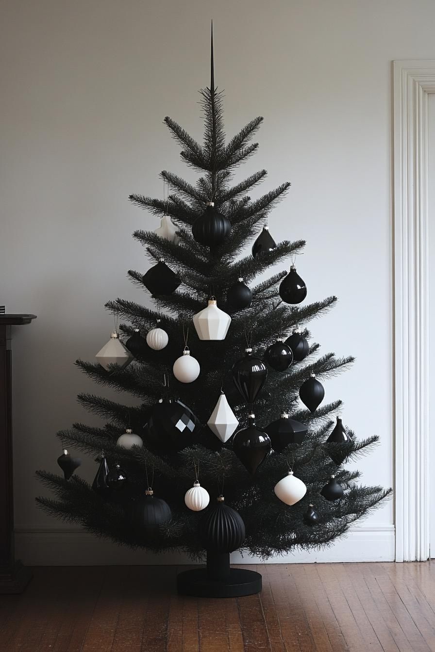 1. Sleek Monochrome Christmas Tree Ideas