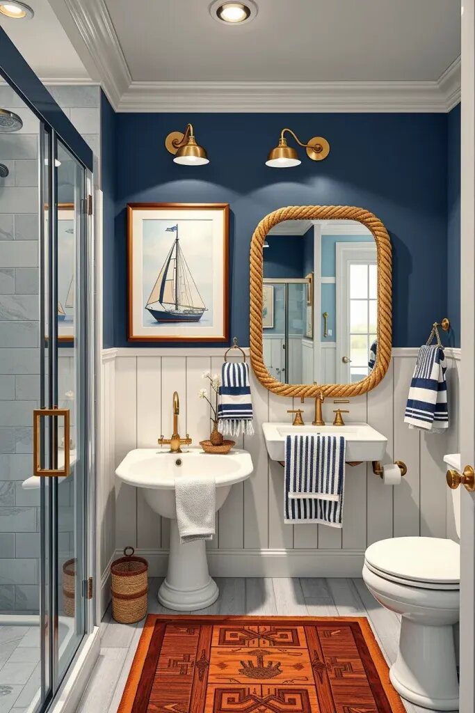 Nautical Style Bathroom with Maritime Accents