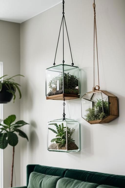 2. Hanging Plant Terrariums for Greenery