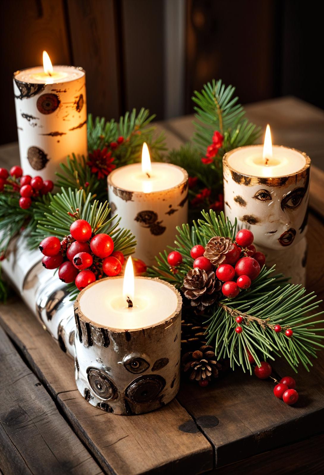 7. Rustic Candle Holders with Pine - photo 2