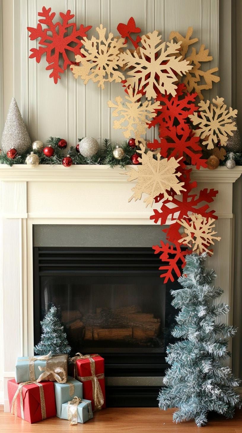 3. Festive Snowflake Mantle Décor Ideas - photo 3