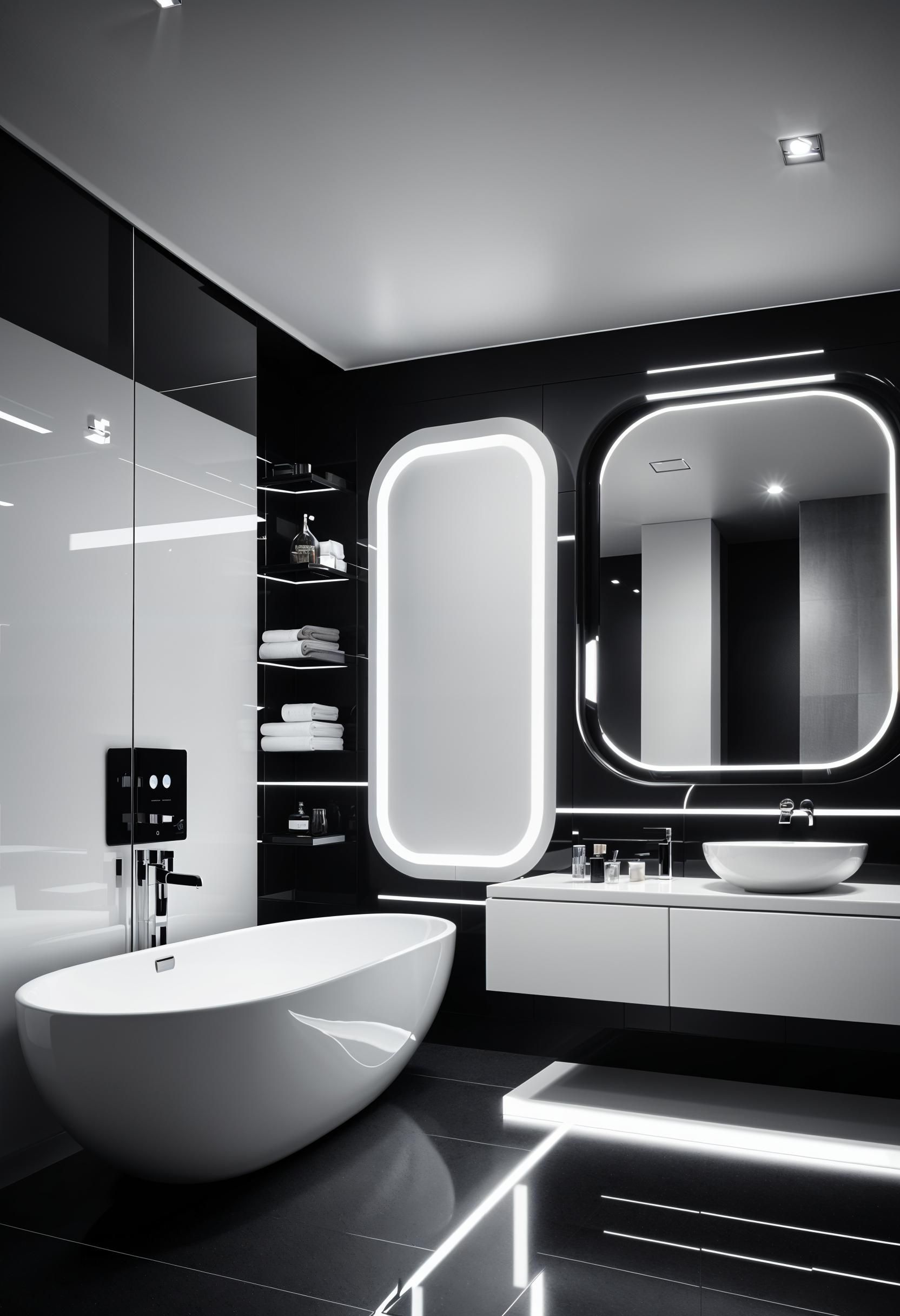 15. Smart Technology for Monochrome Bathrooms