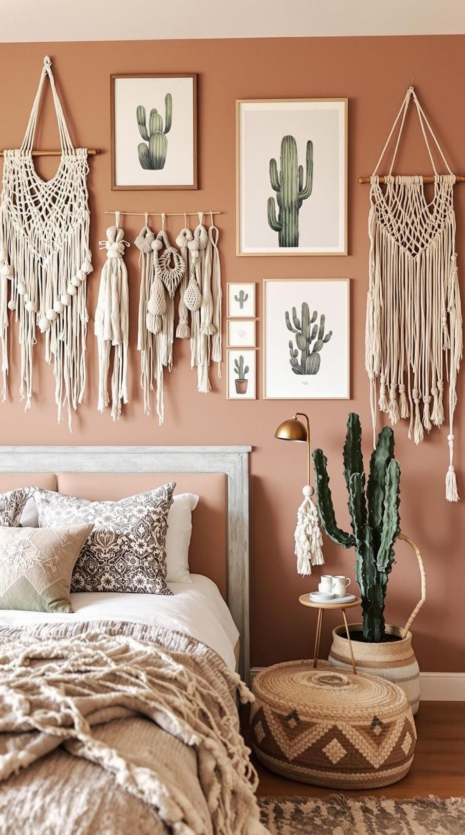 2. Combine Cacti Prints With Macramé Décor
