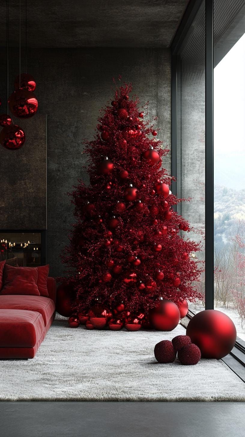 15. Modern Red Christmas Tree Styling - photo 2