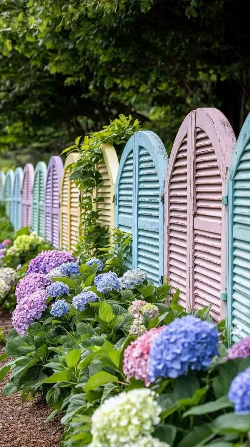 14. Garden Fence Built From Antique Shutters
