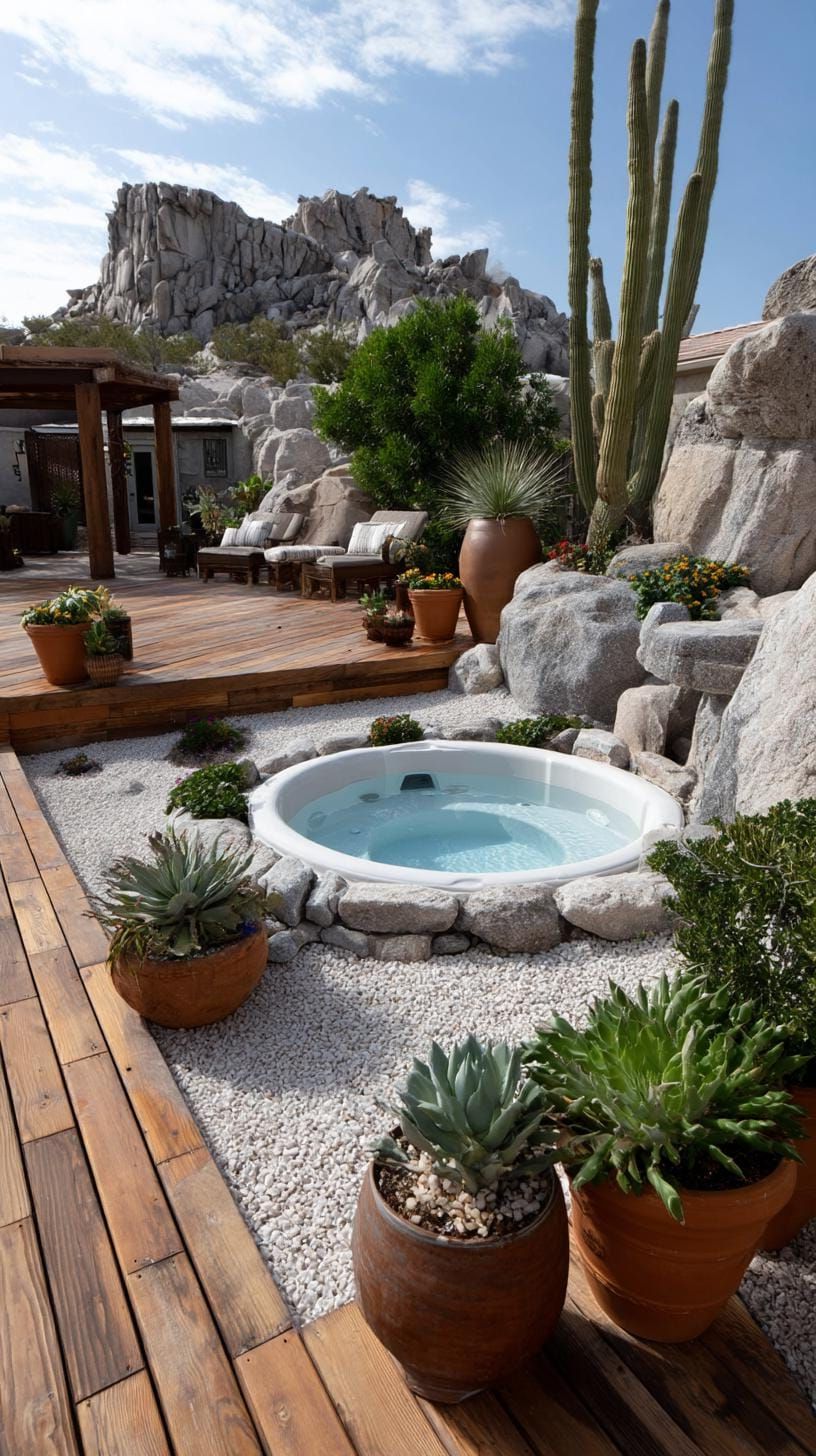 27. Desert-themed hot tub with succulents and cacti - photo 2