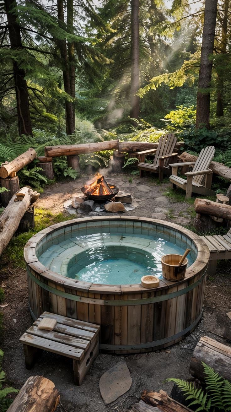 15. Rustic Hot Tub and Fire Pit in the Forest – Perfect for Relaxing - photo 4