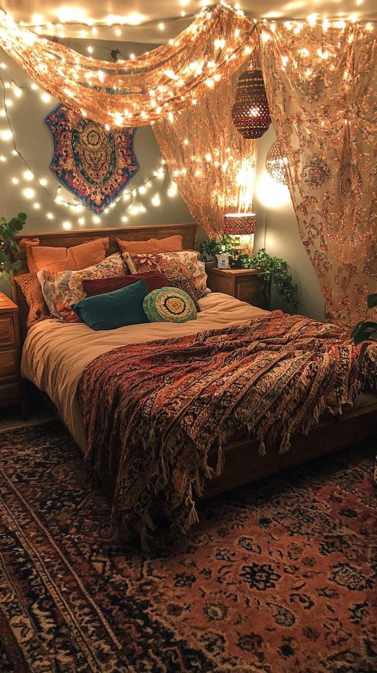 13. Draping Scarves Over Boho Lamps
