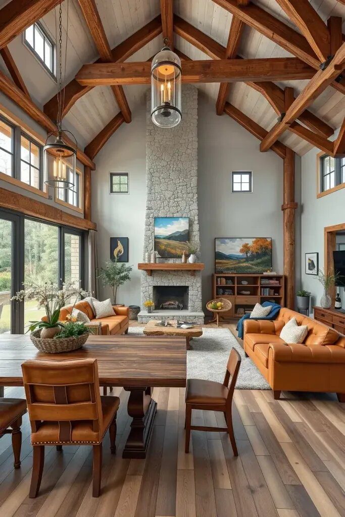 Rustic Charm: Cozy Living Room Ideas with Plenty of Open Space