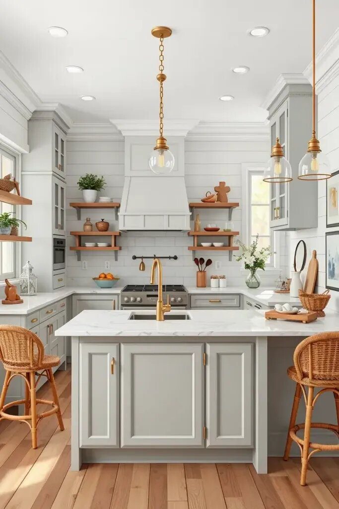Misty Gray Cabinets for Beach House Kitchens