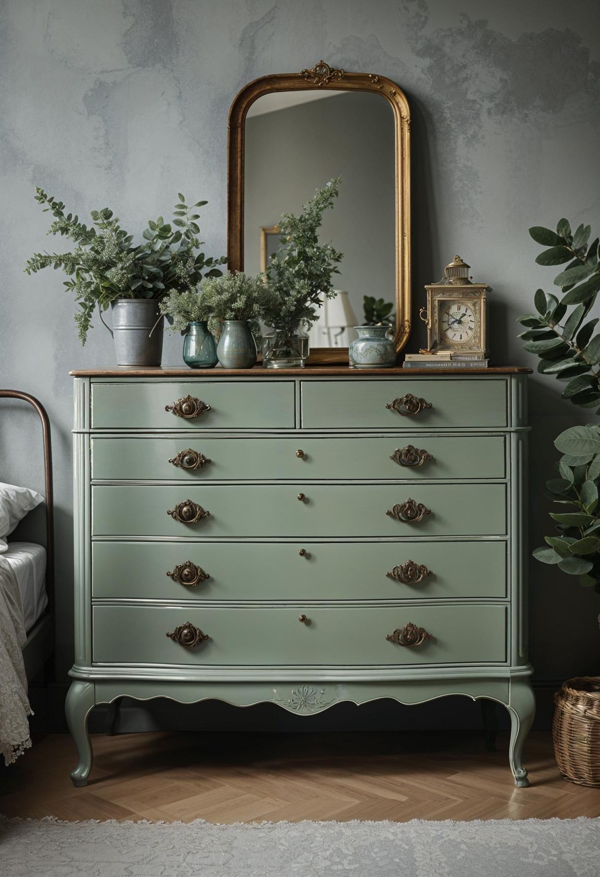 12. Sage Green Dresser for Retro Style