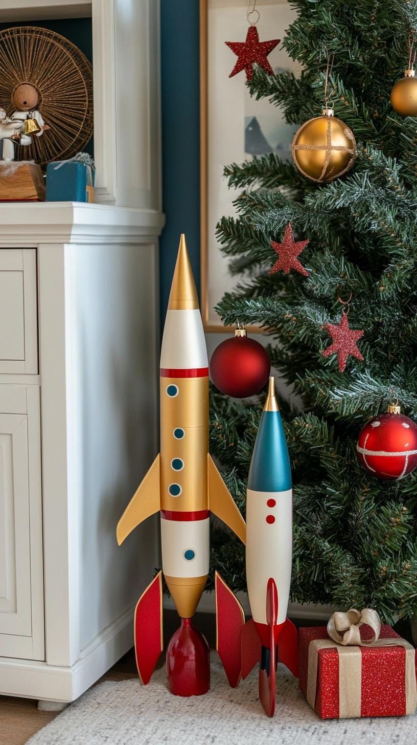 17. Metallic tree toppers with space-age design