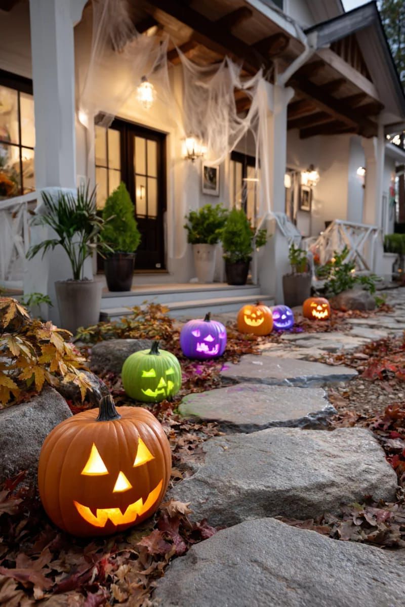 21. Jack-o'-Lantern Pathway with Color-Changing LED Candles - photo 2