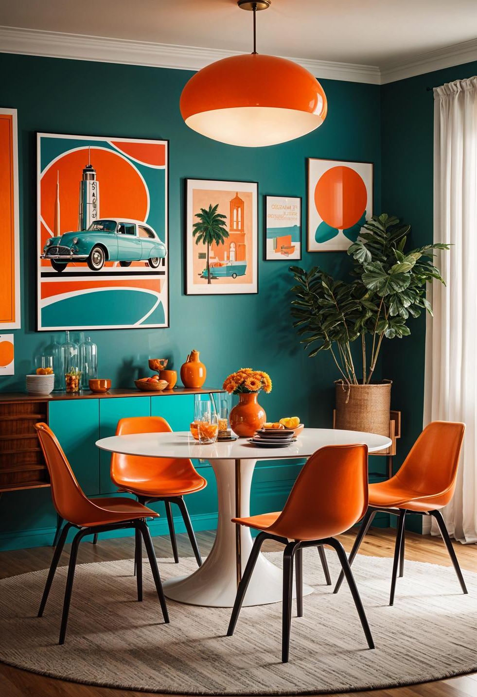 12. Colorful Mid-Century Dining Room Revival