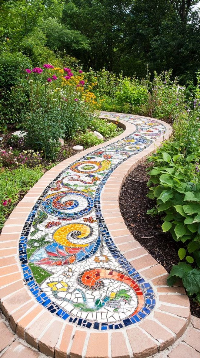 13. Mosaic Garden Pathway Design Ideas