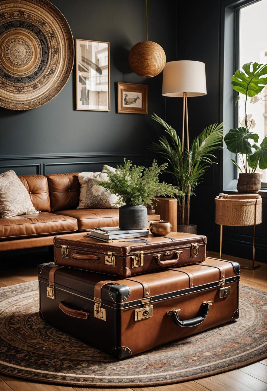 2. Vintage Suitcase Turned Coffee Table