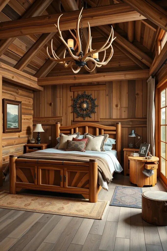 Rustic Pine Accents and Nature-Inspired Textures