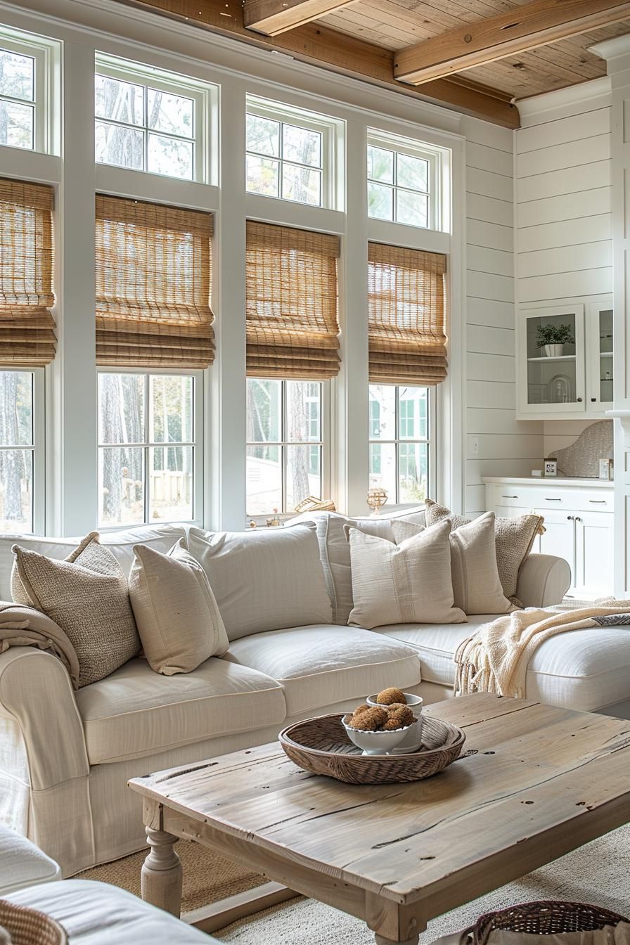 7. Bamboo Roman Shades for Coastal Rooms