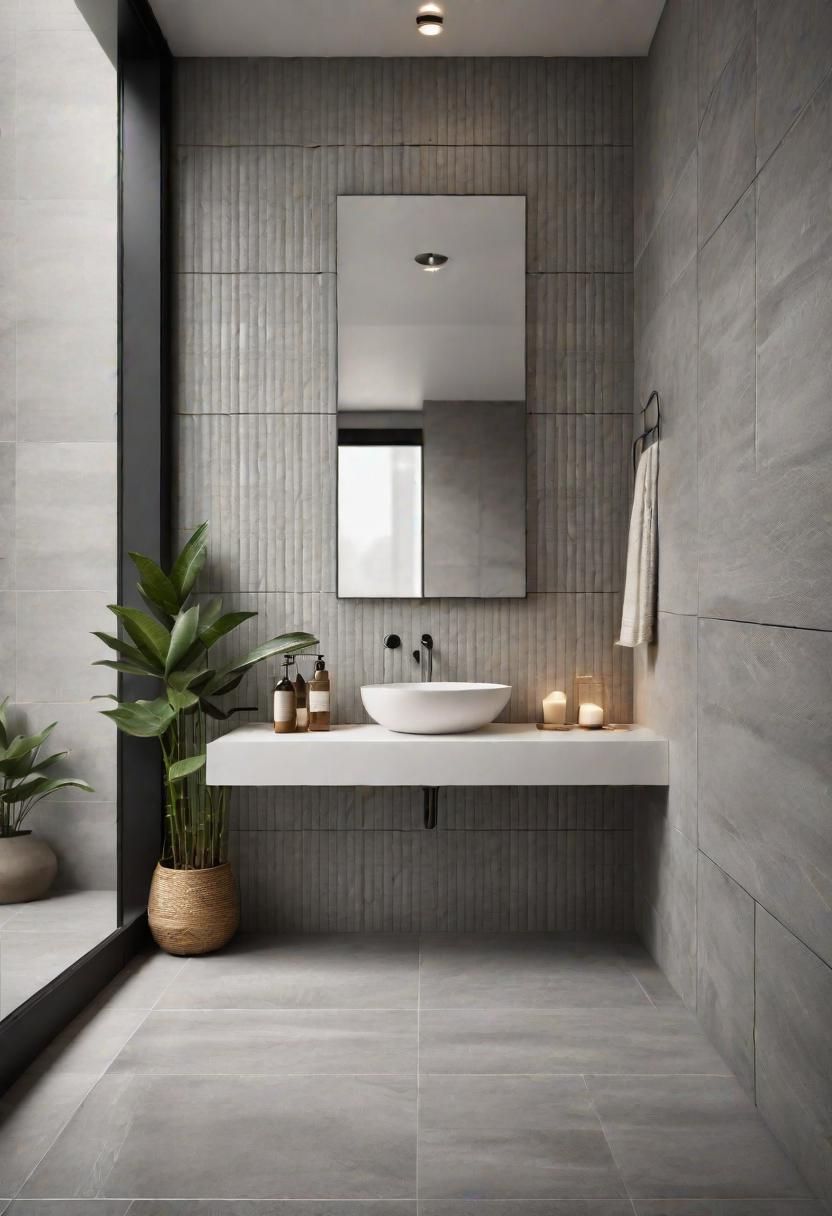 11. Bamboo-Embossed Tile for a Calm Bathroom
