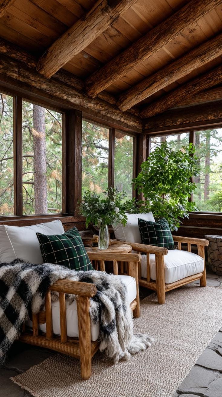 3. Rustic Wood Paneling for a Forest-Inspired Porch