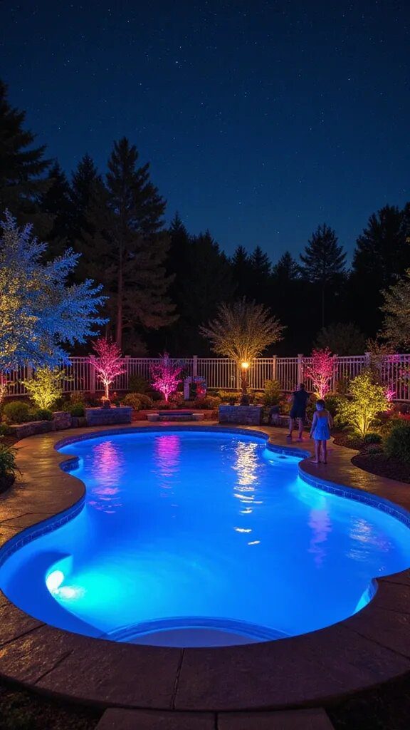 11. Colorful LED Pool Lighting