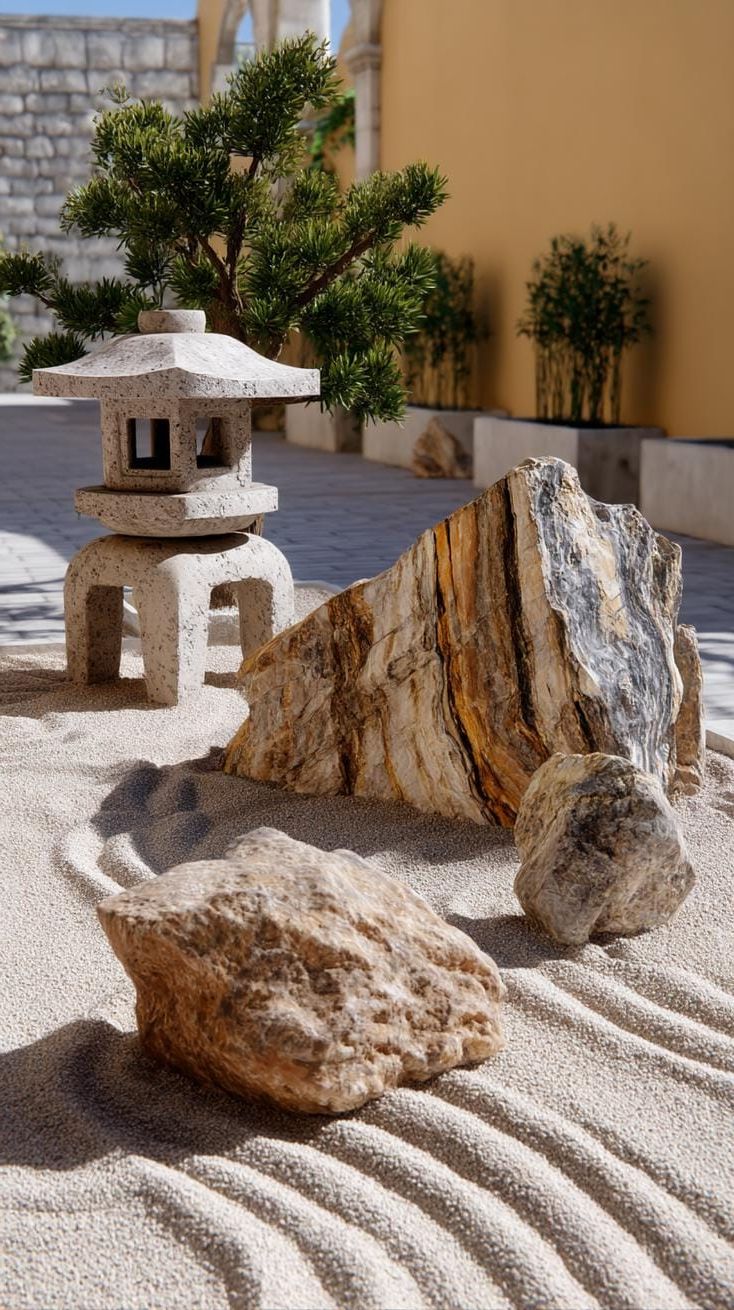 28. Zen Garden with Gravel Paths and Stone Lanterns - photo 3