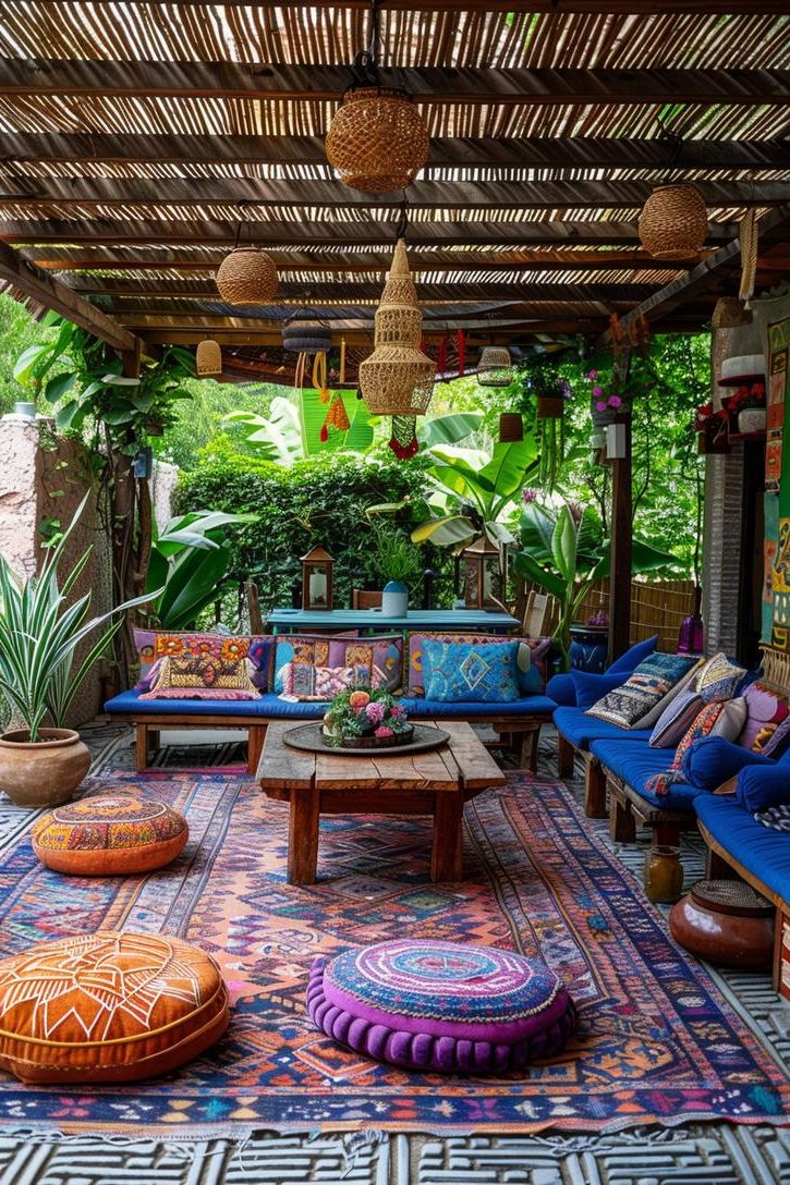 1. Boho Pergola Decor Looks