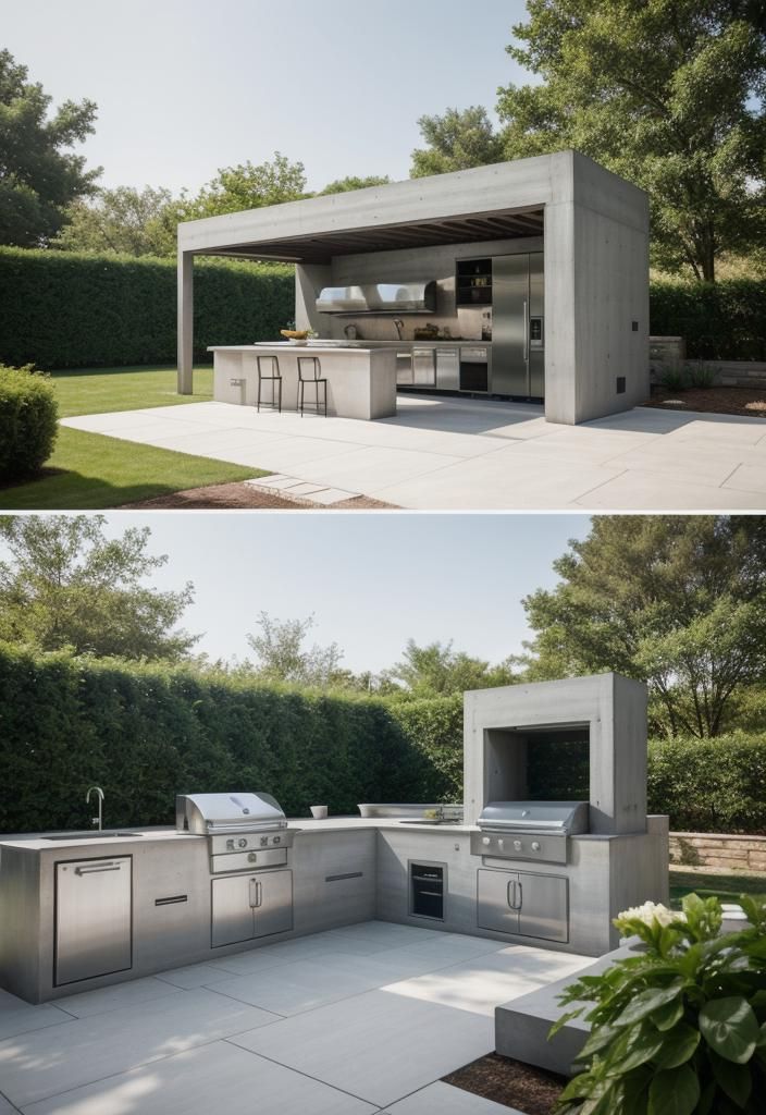 13. Modern Concrete Kitchen with Herb Garden