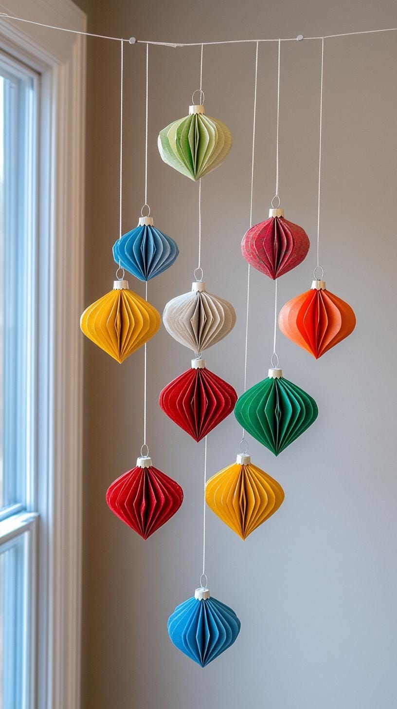 13. Diamond-shaped hanging paper lantern ornaments