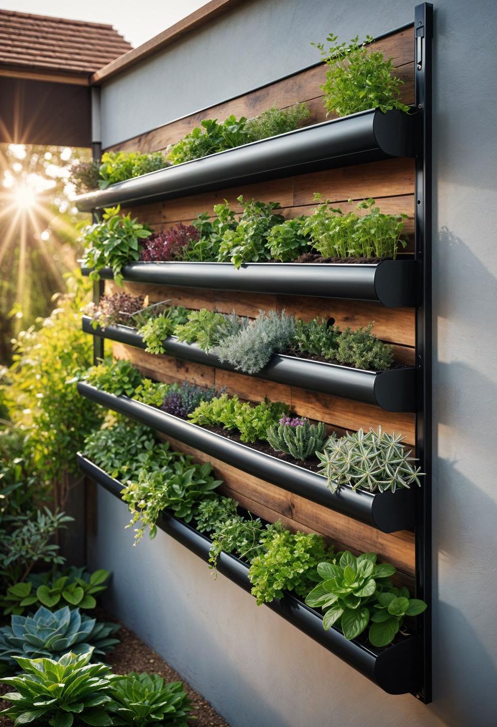 5. Hanging Gutter Herb Garden