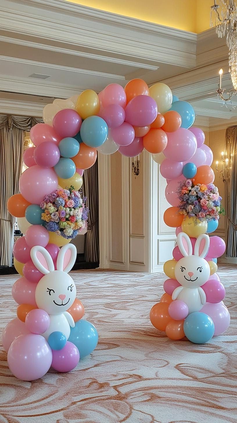 17. Bunny Backdrop Balloon Arch For Easter - photo 2