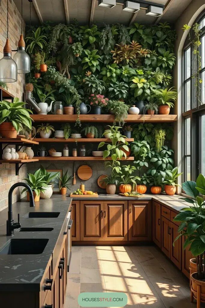 Jungle-Inspired Kitchens With Living Walls