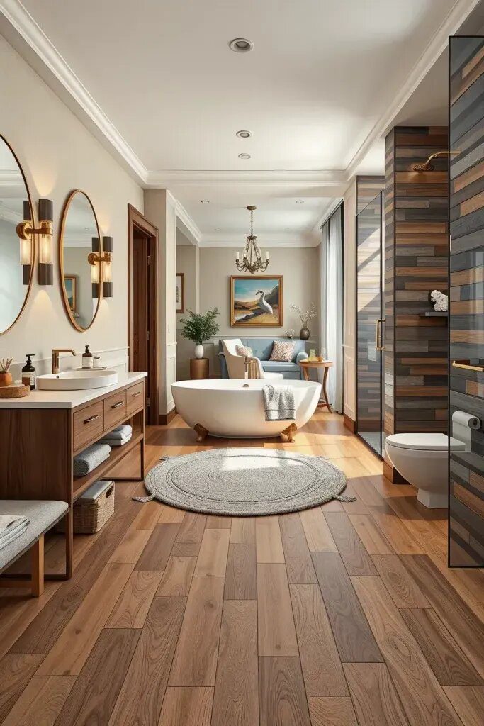 Creative Floor Tile Transitions from Wood to Stone