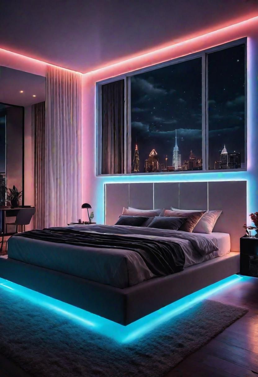 11. Floating Bed with LED Strips