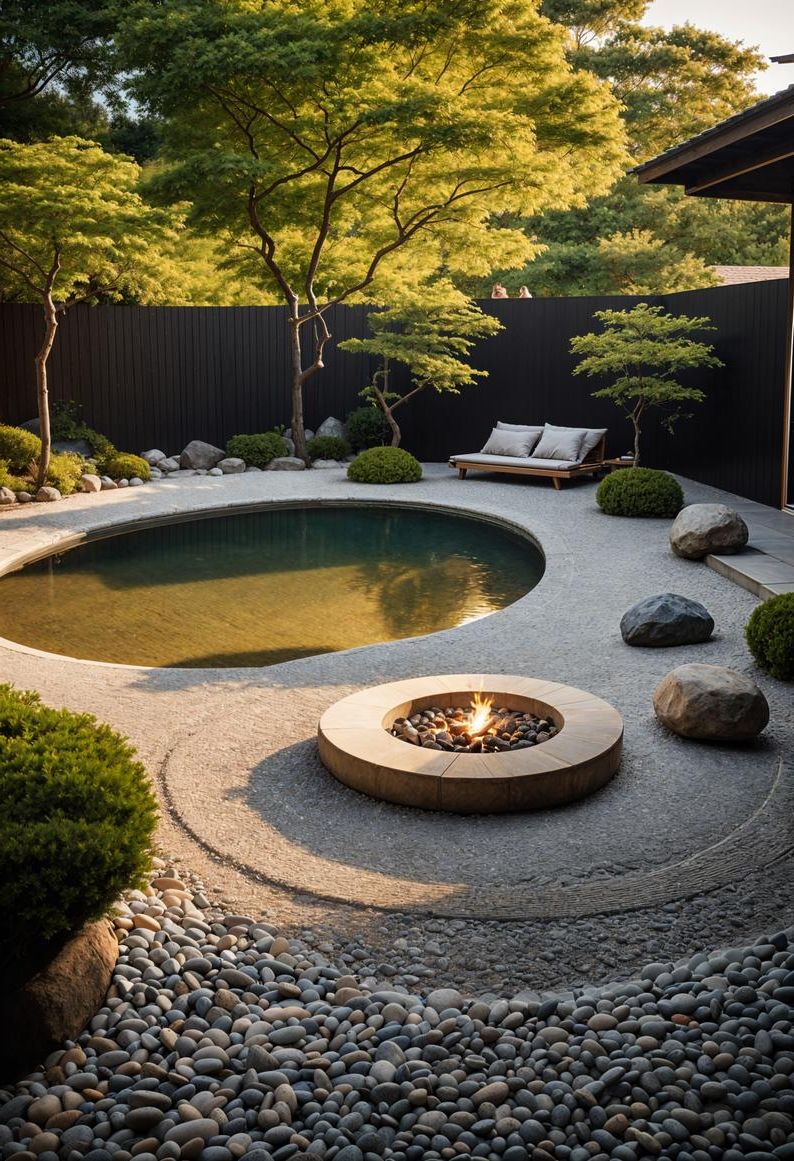 17. Peaceful Zen Seating on Gravel