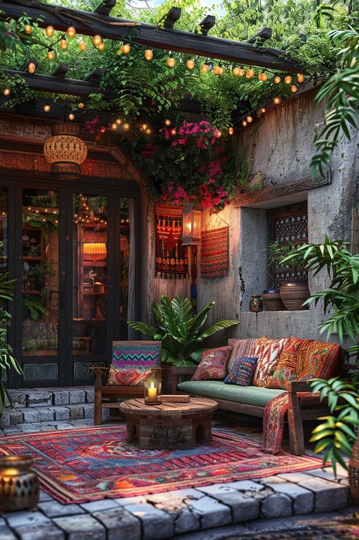 9. Eclectic Concrete Patio Styling