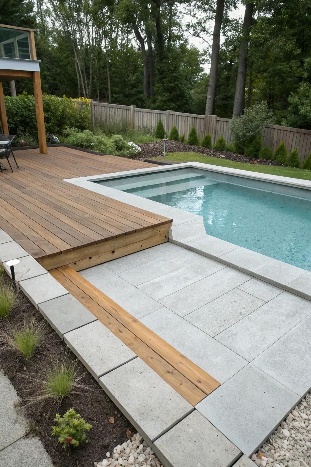 Combining Concrete and Wood Accents