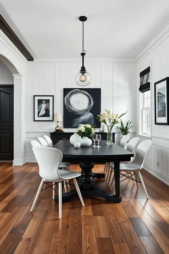 Black and White Farmhouse Dining Room Ideas - photo 2