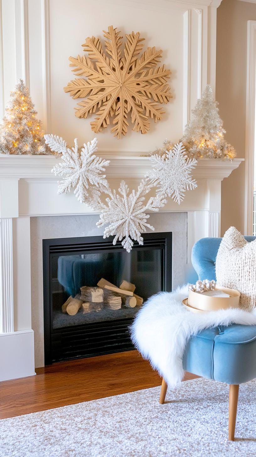 3. Festive Snowflake Mantle Décor Ideas - photo 2