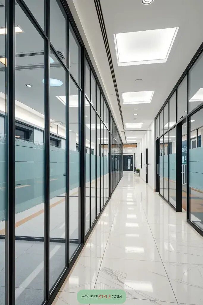 Glass Partitions For Light-Filled Hallways