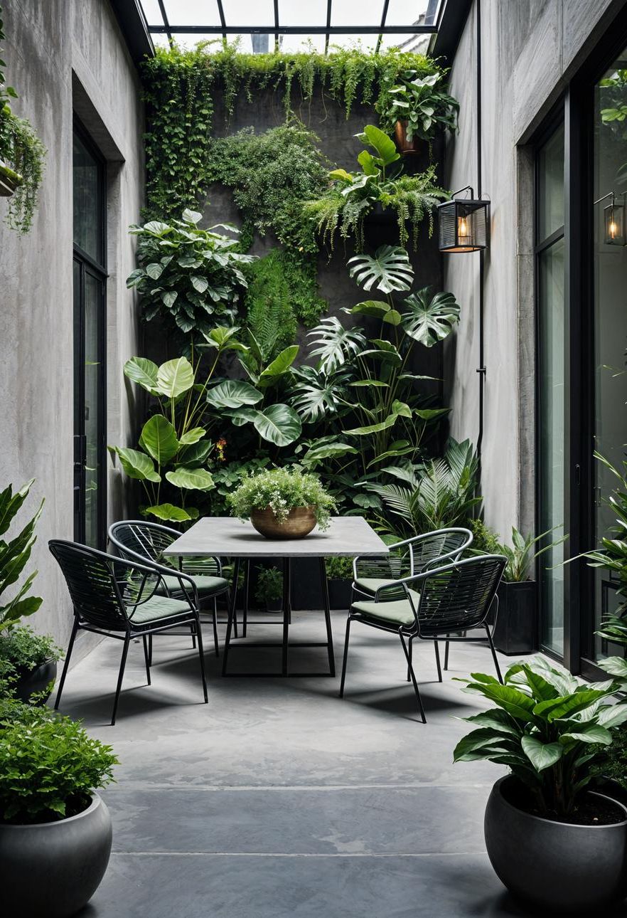 13. Urban Jungle Concrete Patio Look