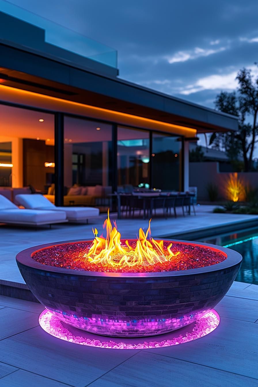10. LED-Lit Fire Pit for Evening Glow